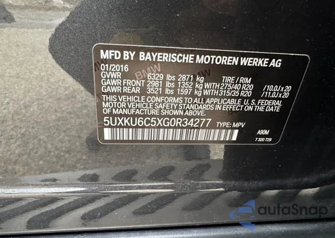 2016 BMW X6 xDrive50I from USA, damaged, VIN 5UXKU6C5XG0R34277